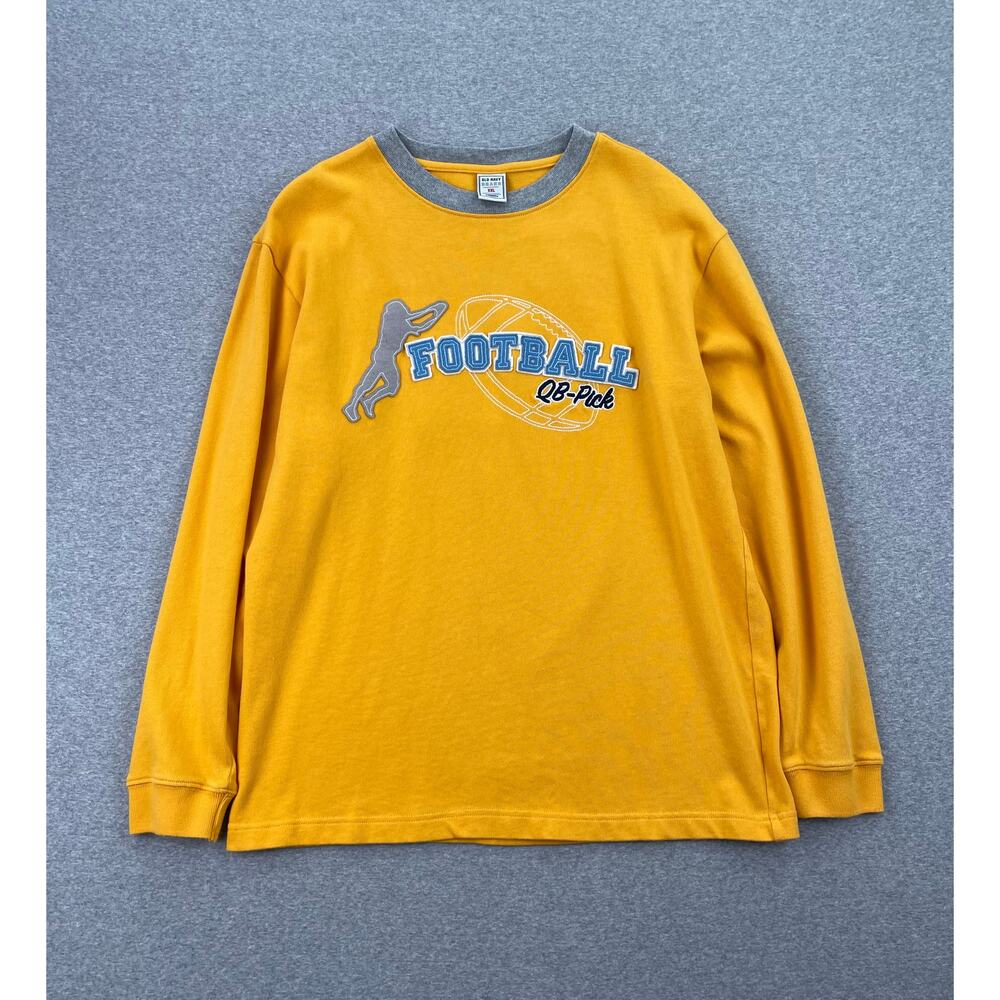 Vintage y2k Old Navy Long Sleeve Graphic T-Shirt Mens XXL Yellow Blue Football